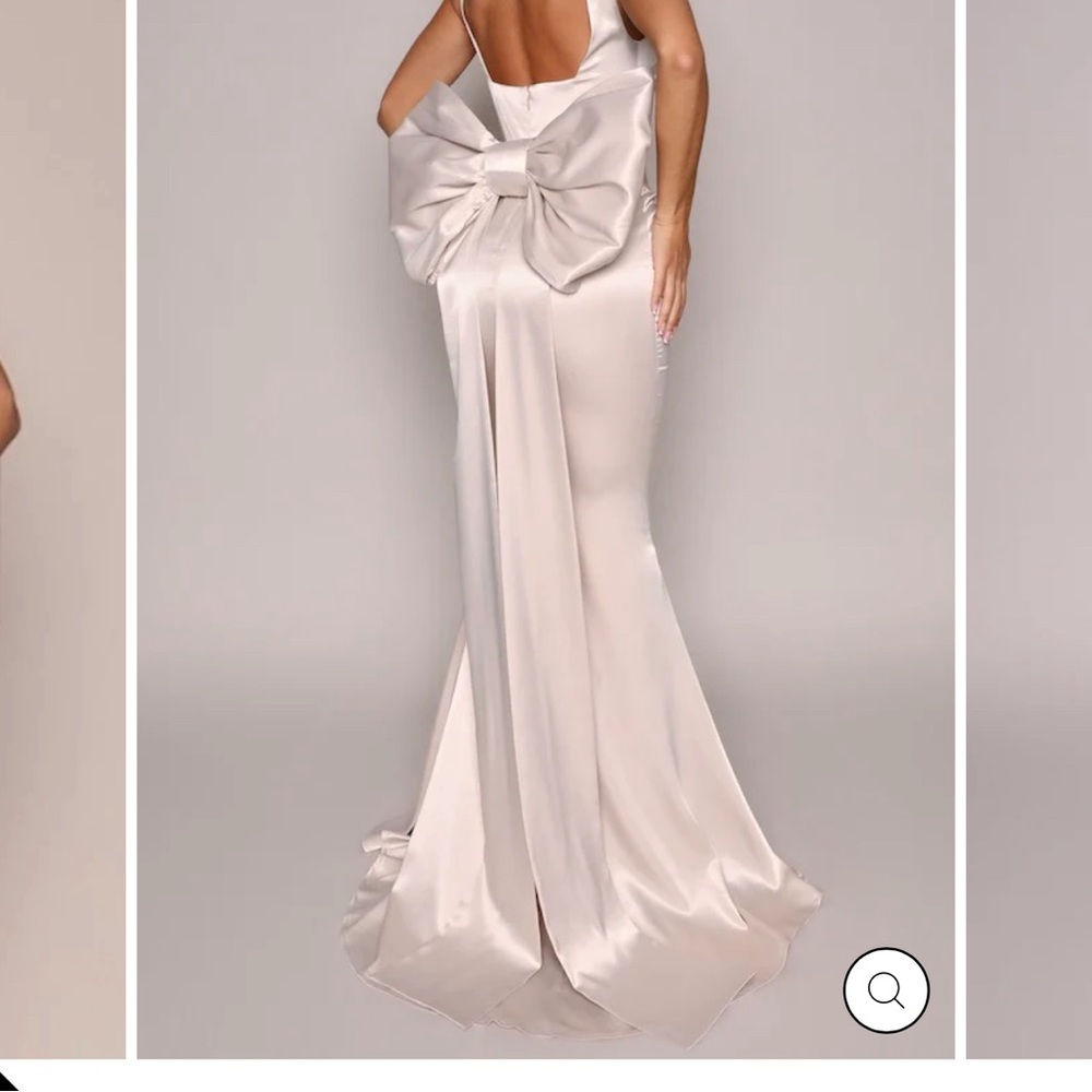 Moda Glam Boutique ANGELINA OVERSIZED BOW GOWN- CHAMPAGNE